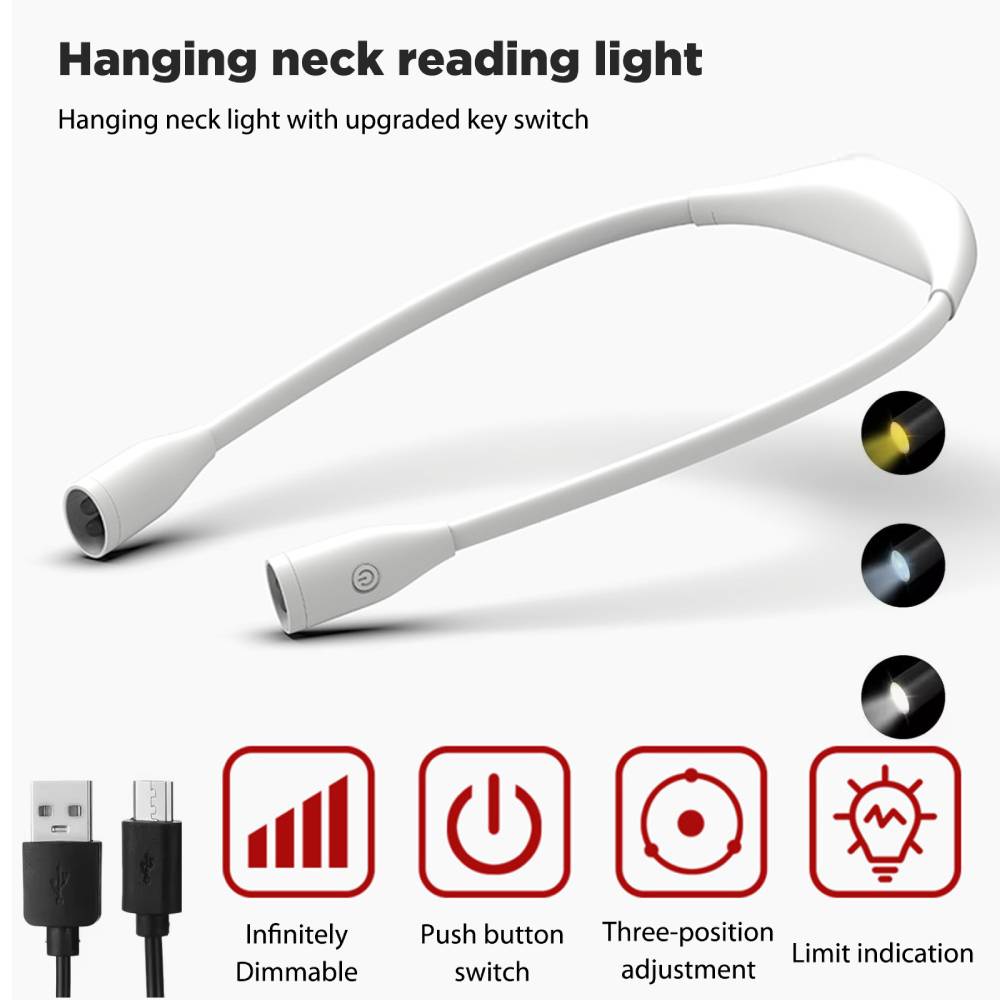 Book Light Flexible - Recarregável led pescoço luzes de leitura