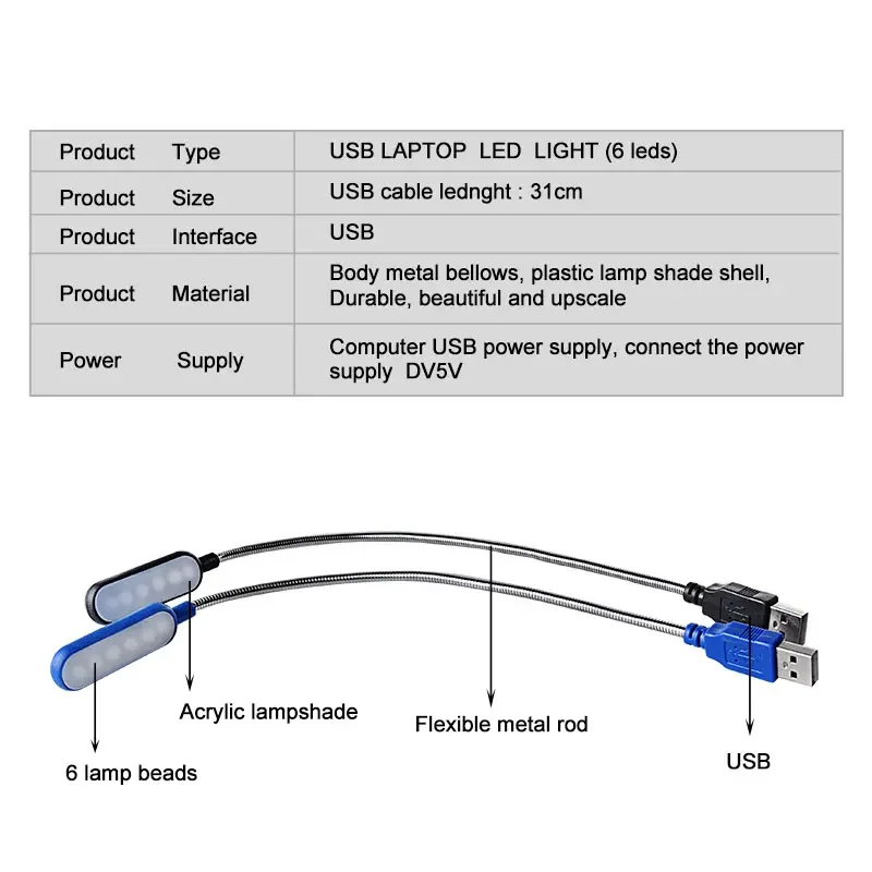 Luz de Leitura LED Mini USB Fl - Book Light Flexible avaliação e preço